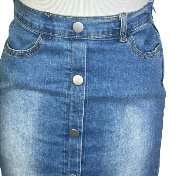 Hayden denim ruffle hem snap front skirt size small mermaid blue - Picture 4 of 9